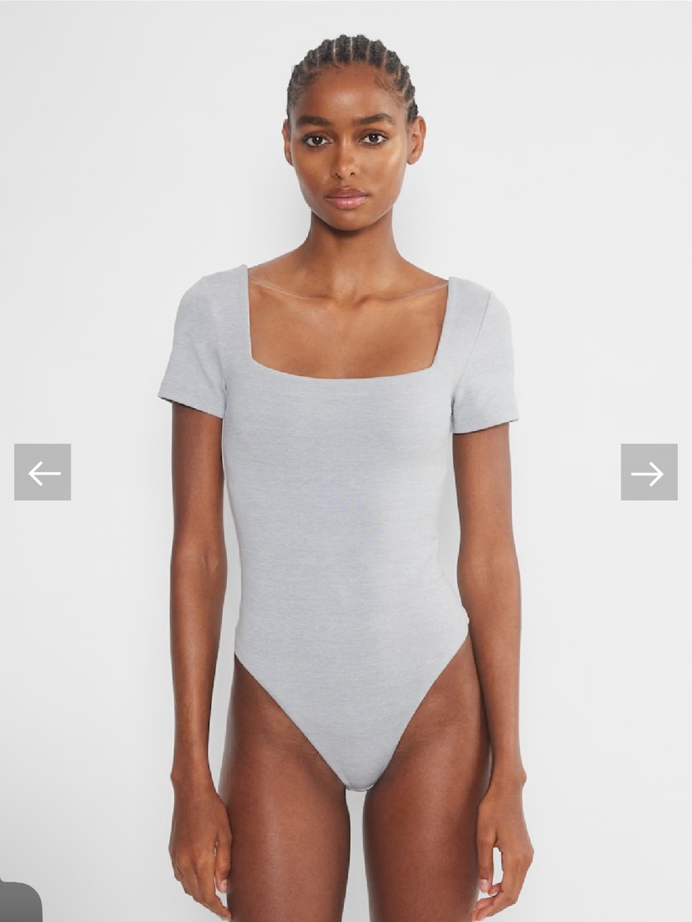 Aritzia Square Neck Short Sleeve Bodysuit in Light Gray